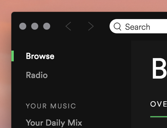 Spotify having a custom window color.