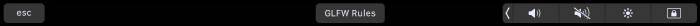 TouchBar showing the GLFW Rules button.