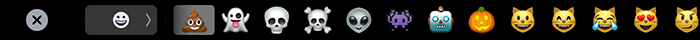 TouchBar showing emojis for text input